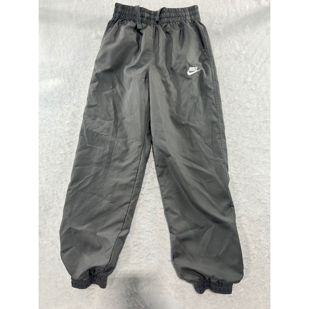 Nike Gray Windbreaker Track Pants Mesh Lined Joggers Boys Medium Embroidery Logo